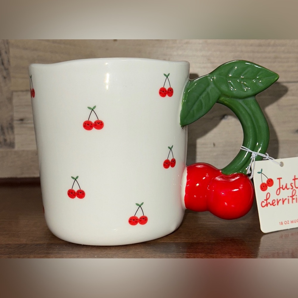 Super Cute Sunday Morning Ceramic Cherries 🍒  Mug  18oz - New
